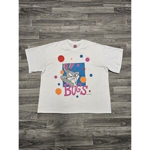Vintage 90s Looney Tunes Bugs Bunny White T-Shirt Boxy XL USA Croptop